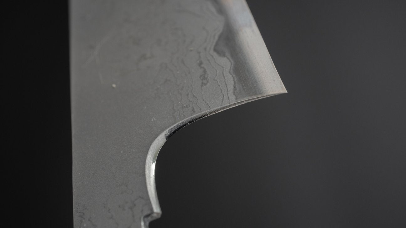 Hitohira Tanaka Yohei Blue #1 Damascus Kiritsuke Gyuto 240 mm (geen handvat / met korting)