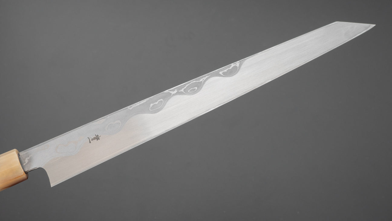 Hitohira Tanaka Manzo Blue #1 Damascus Left-Handed Kiritsuke Yanagiba 270mm Ebony Handle (Saya)