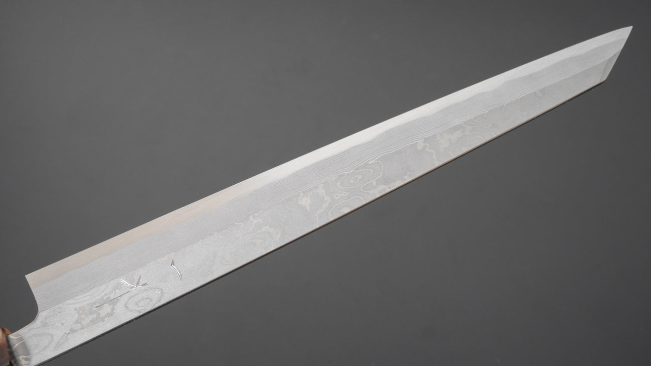 Hitohira Tanaka Manzo Blue #1 Damascus Left-Handed Kiritsuke Yanagiba 270mm Ebony Handle (Saya)