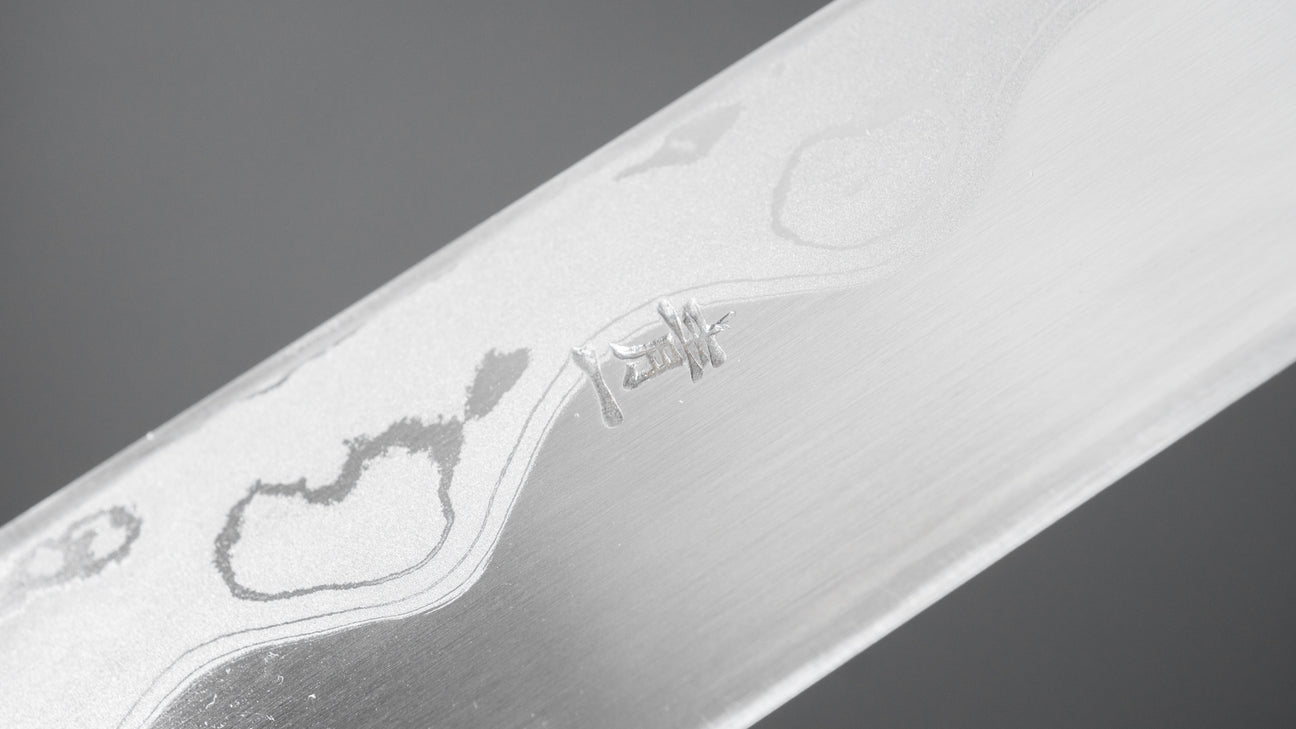 Hitohira Tanaka Manzo Blue #1 Damascus Left-Handed Kiritsuke Yanagiba 270mm Ebony Handle (Saya)