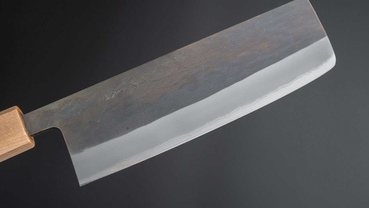 Hitohira TD Blue #2 roestvrij beklede Kurouchi Nakiri 165 mm walnoot handvat