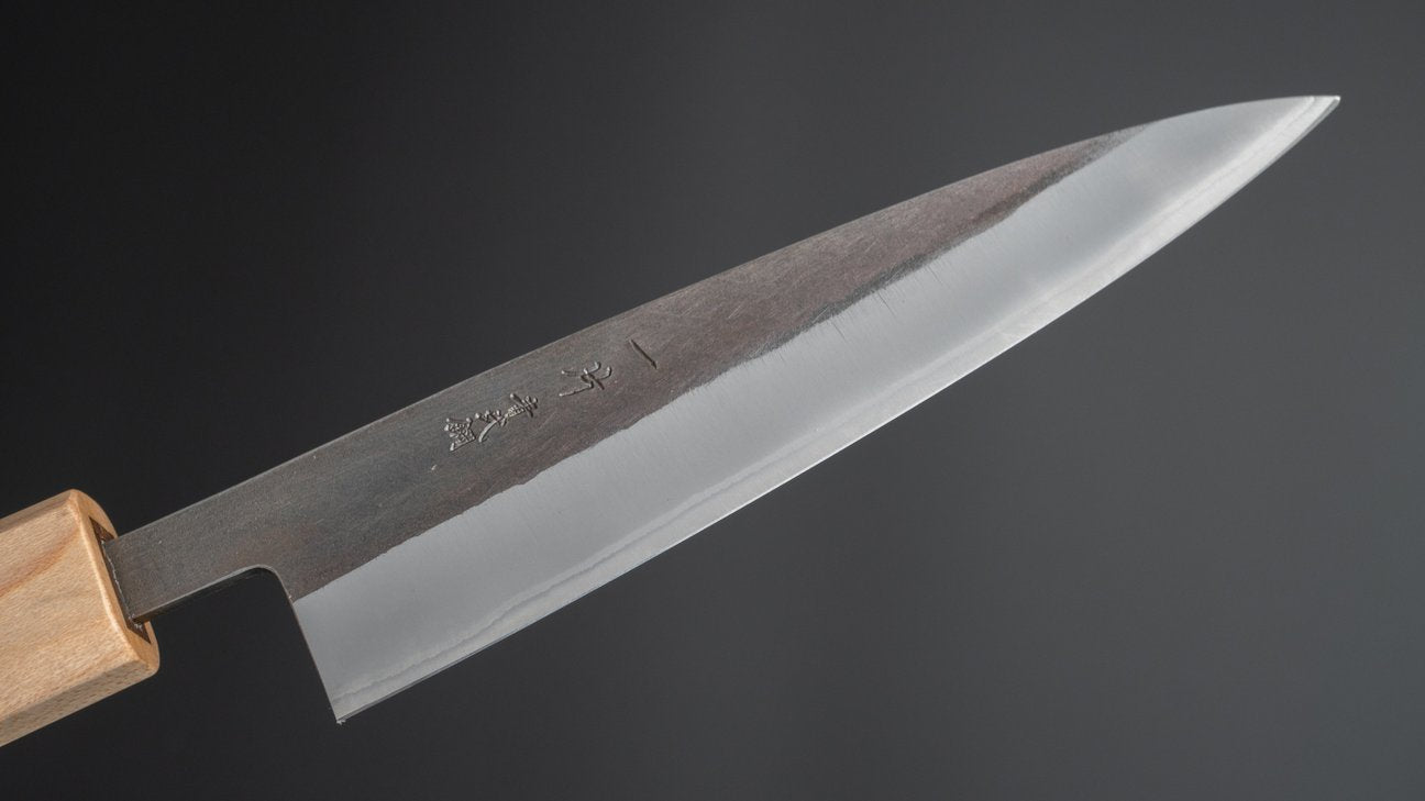 Hitohira TD Blue #2 roestvrij beklede Kurouchi Petty 135 mm walnoot handvat