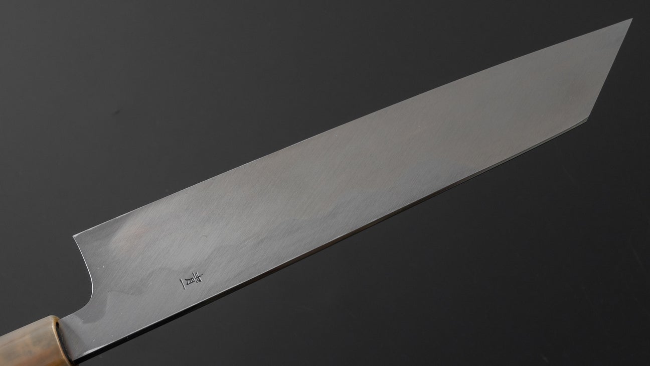 Hitohira Tanaka Mosuke Blue #1 Kiritsuke 240 mm ebbenhouten handvat spiegel gepolijst met Saya