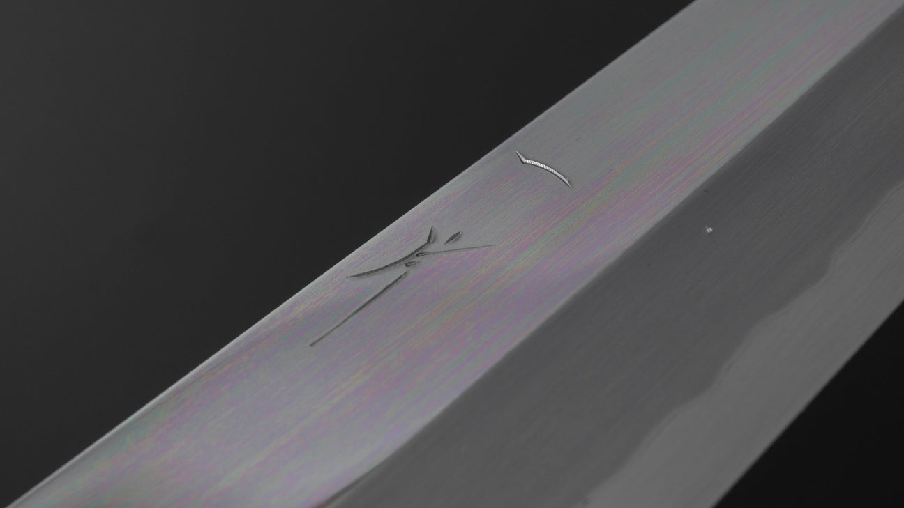 Hitohira Tanaka Mosuke Blue #1 Kiritsuke 240 mm ebbenhouten handvat spiegel gepolijst met Saya