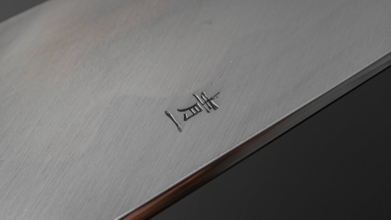 Hitohira Tanaka Mosuke Blue #1 Kiritsuke 240 mm ebbenhouten handvat spiegel gepolijst met Saya