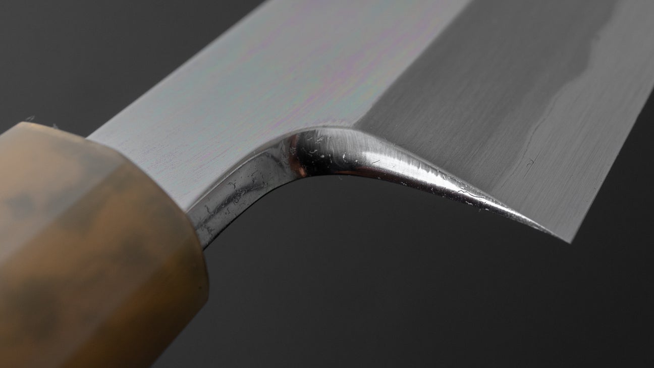 Hitohira Tanaka Mosuke Blue #1 Kiritsuke 240 mm ebbenhouten handvat spiegel gepolijst met Saya