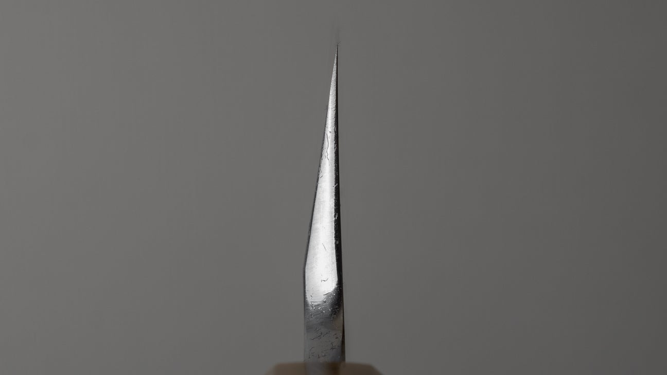 Hitohira Tanaka Mosuke Blue #1 Kiritsuke 240 mm ebbenhouten handvat spiegel gepolijst met Saya