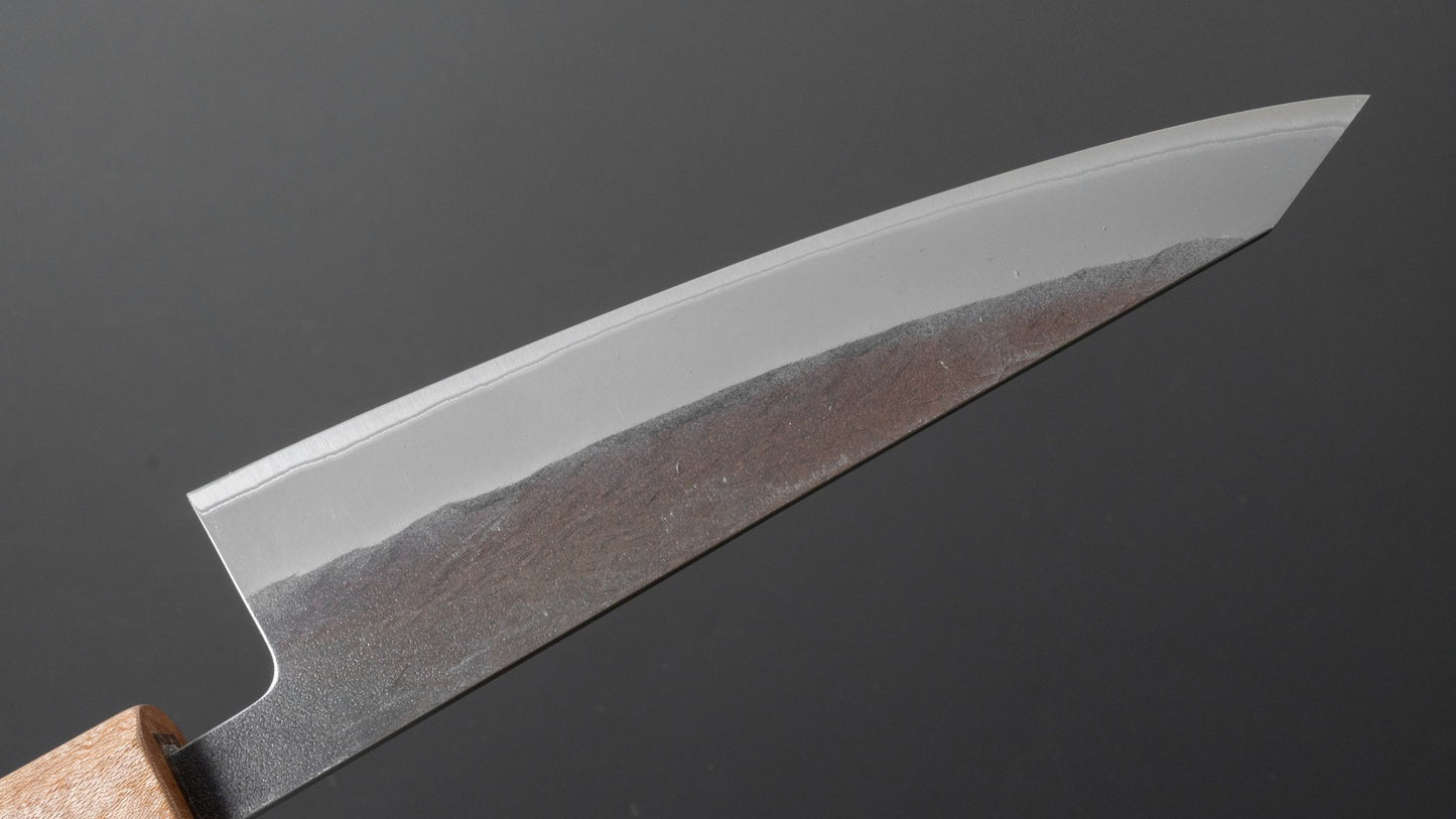 Hitohira TD Blue #2 Stainless Clad Kurouchi Honesuki Kaku 150mm Walnut Handle