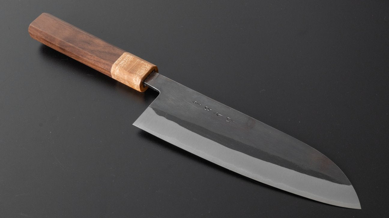 Hitohira TD Blue #2 Stainless Clad Kurouchi Santoku 165mm Walnut Handle