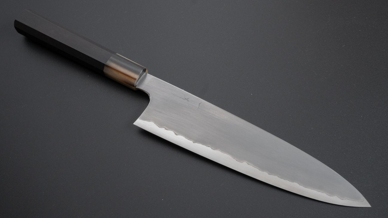 Hitohira Togashi White #1 Stainless Clad Kasumi Gyuto 210mm Ebony Handle