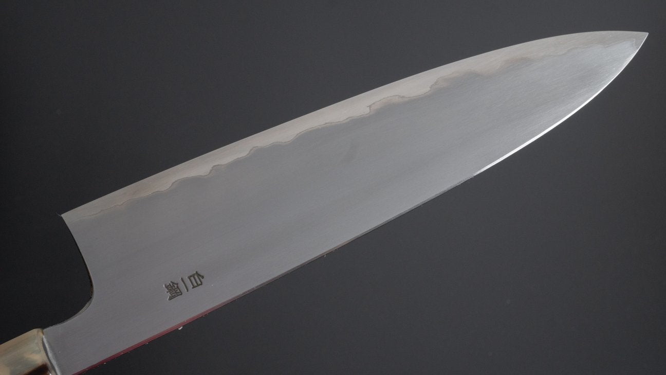 Hitohira Togashi White #1 Stainless Clad Kasumi Gyuto 210mm Ebony Handle