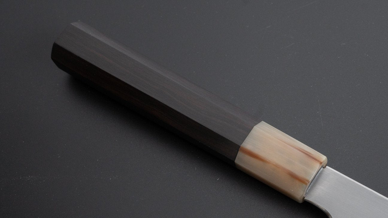 Hitohira Togashi wit #1 roestvrij beklede Kasumi Gyuto 240 mm ebbenhouten handvat