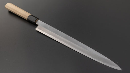 Hitohira Kikuchiyo Manzo Blue #2 Yanagiba 300 mm Ho houten handvat (Saya)