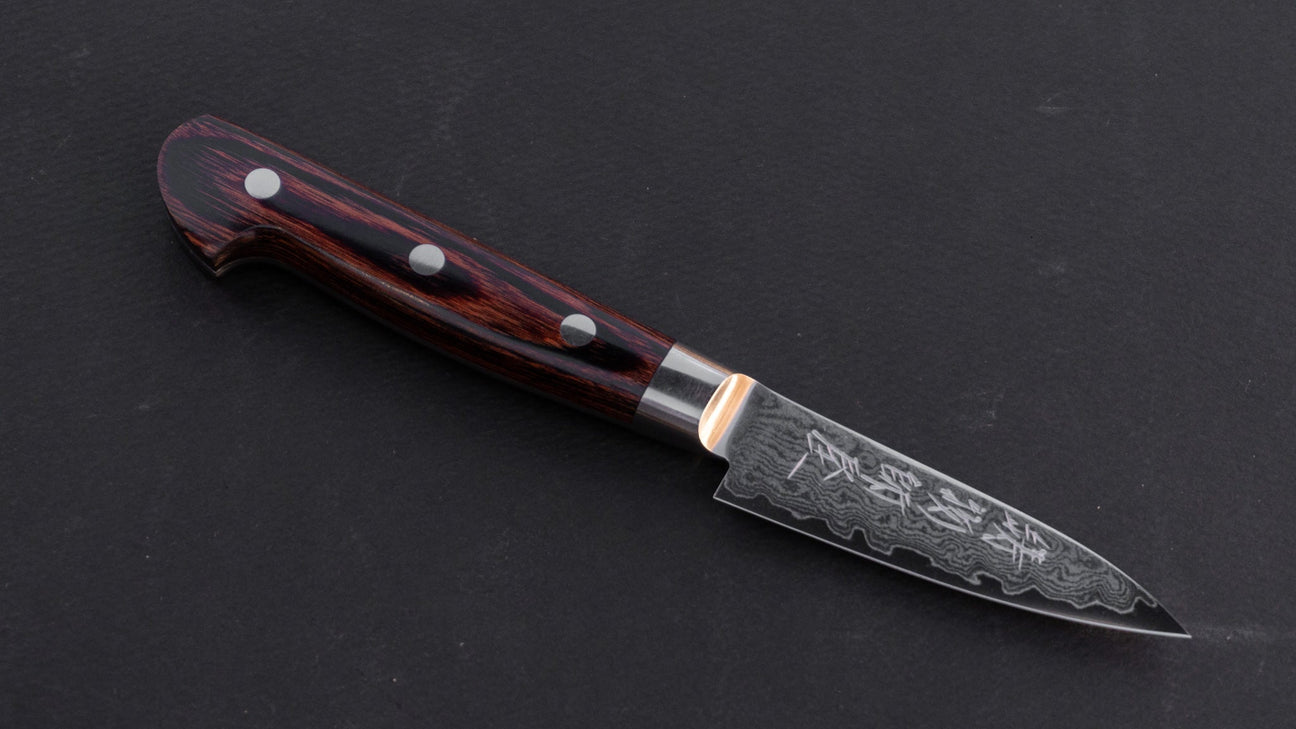 Hitohira Imojiya ST Damascus Paring 80mm Imitation Mahogany Handle