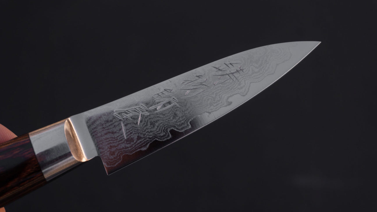 Hitohira Imojiya ST Damascus Paring 80mm Imitation Mahogany Handle