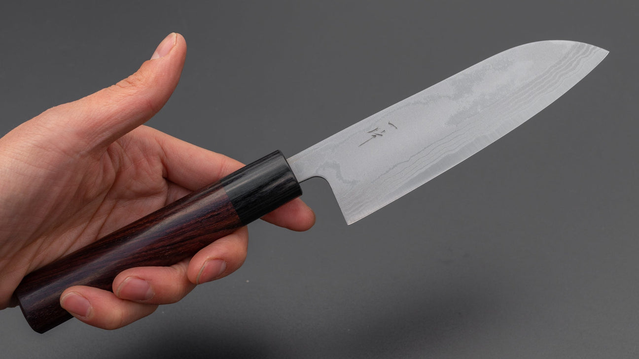 Hitohira GR Blue #2 Damascus Santoku 135mm Rosewood Handle