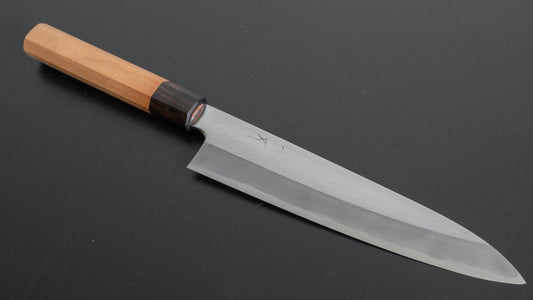 Hitohira Kikuchiyo Kyuzo Wit #2 Migaki Gyuto 210 mm kersenhouten handvat
