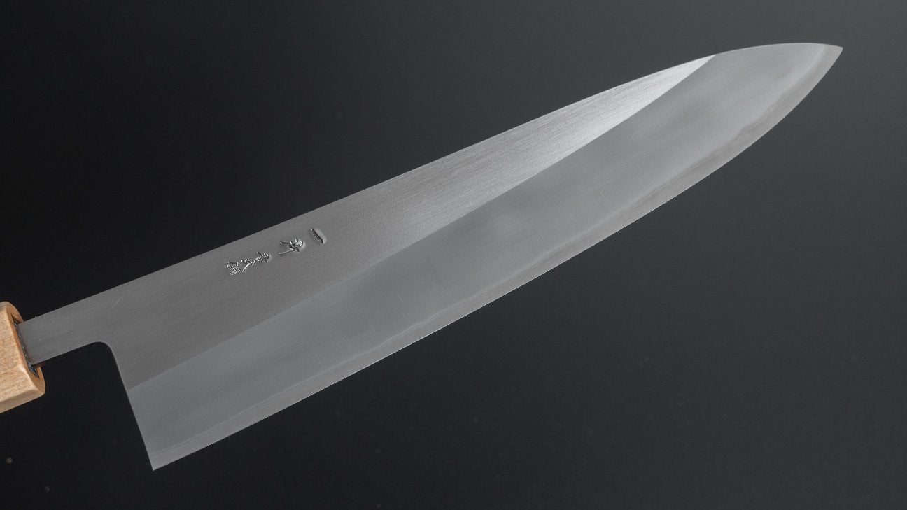 Hitohira TD Blue #2 Stainless Clad Migaki Gyuto 210mm Walnut Handle