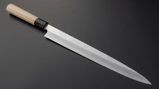 Hitohira Kikuchiyo Rikichi Zilver #3 Yanagiba 300 mm Ho houten handvat (Saya)