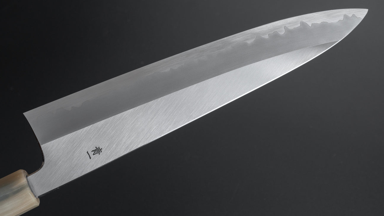 Hitohira Tanaka Kyuzo Blue #1 Stainless Clad Gyuto 240mm Taihei Ebony Handle