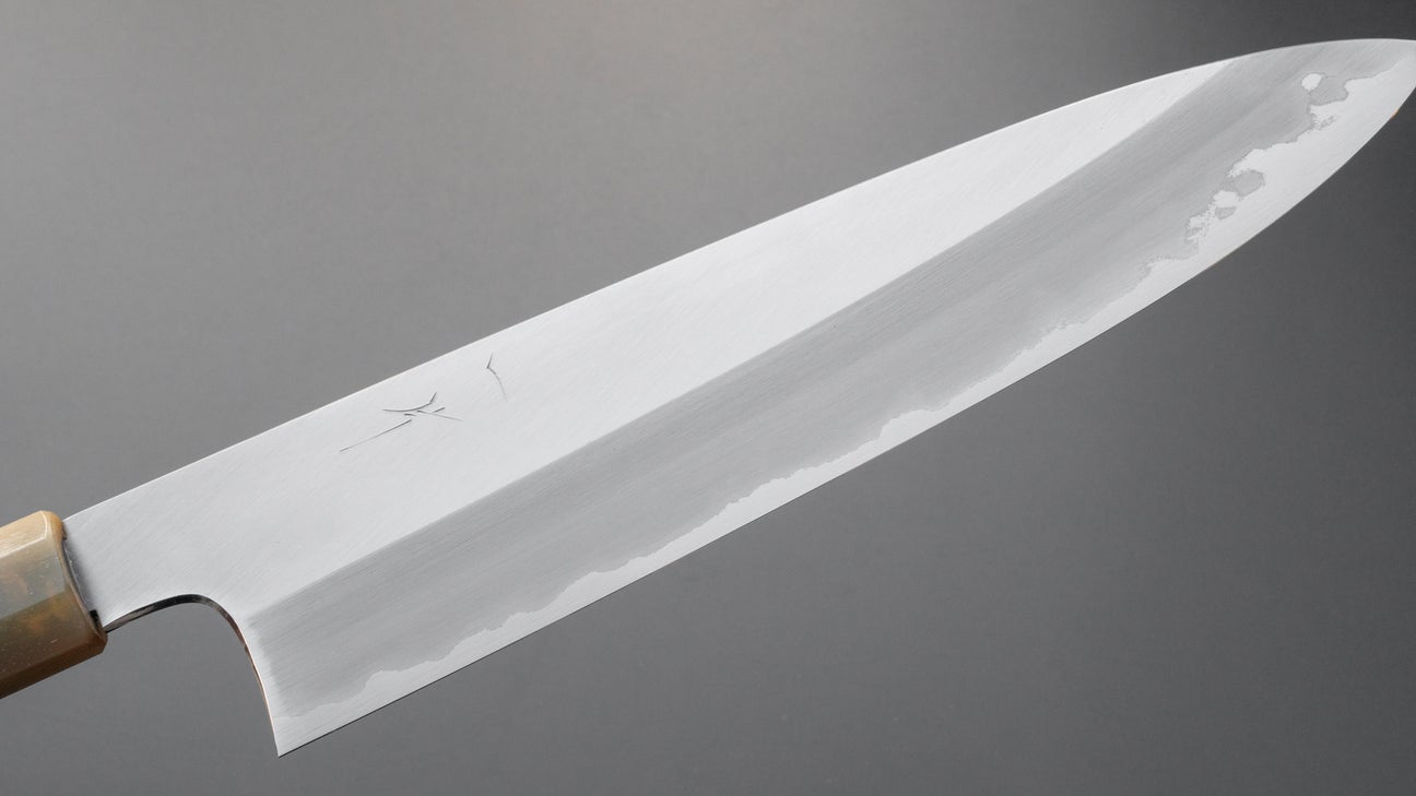 Hitohira Togashi Blue #1 roestvrij beklede Gyuto 240 mm Taihei Makassar ebbenhouten handvat