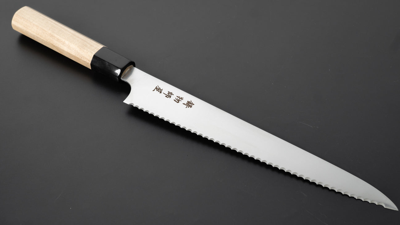 Hitohira Imojiya TH Stainless Bread Knife 240mm Ho Wood Handle (Wa)