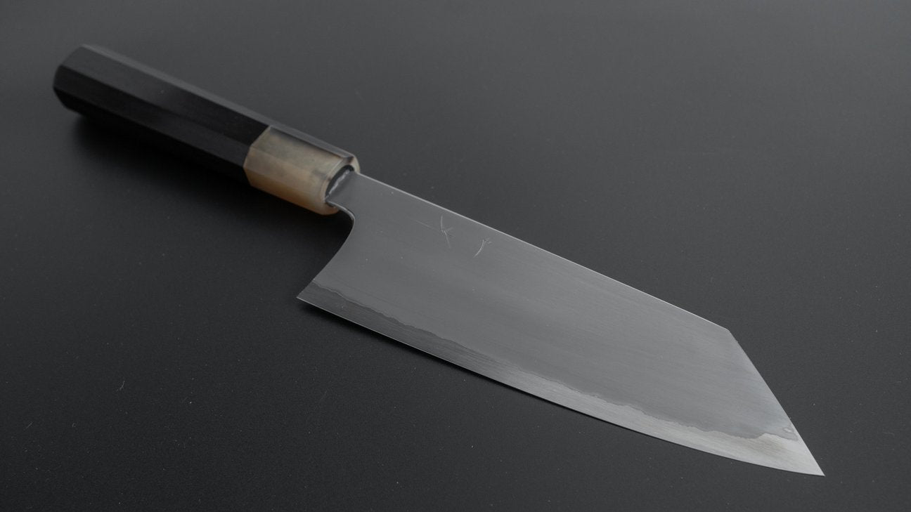 Hitohira Togashi White #1 Stainless Clad Kasumi Bunka 180mm Ebony Handle