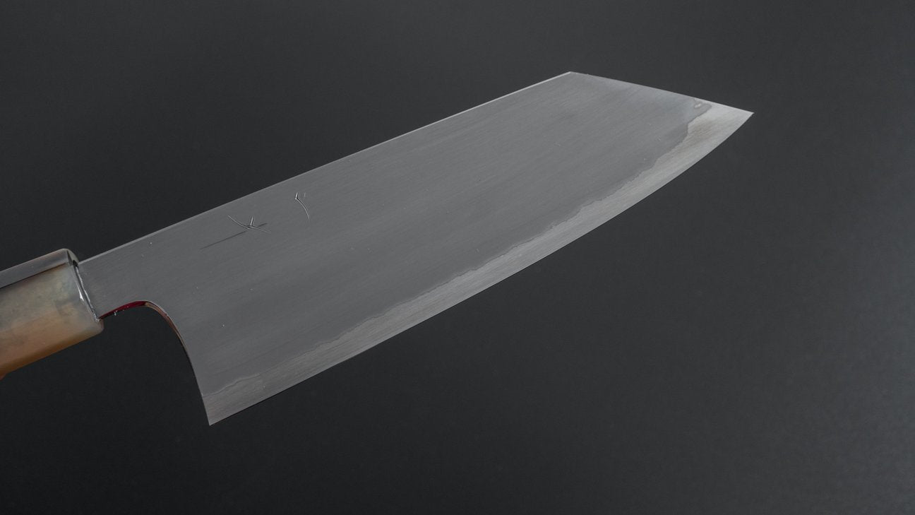 Hitohira Togashi White #1 Stainless Clad Kasumi Bunka 180mm Ebony Handle