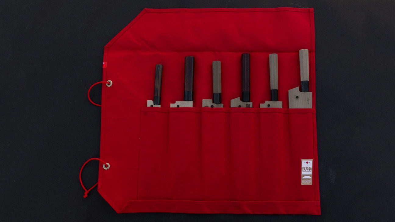 HI-CONDITION Hanpu Canvas 6 Pockets Knife Roll Red