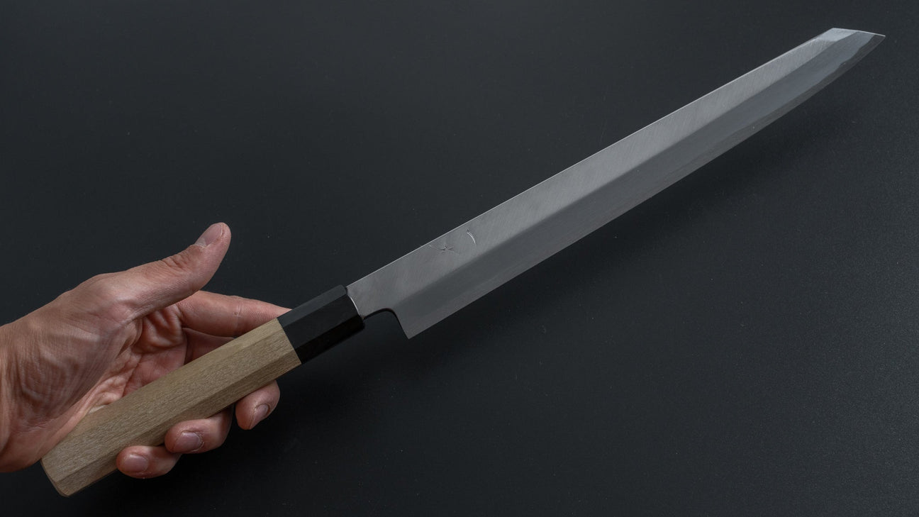 Hitohira Kikuchiyo Manzo Blue #2 Kiritsuke Yanagiba 300mm Ho Wood Handle with Saya)