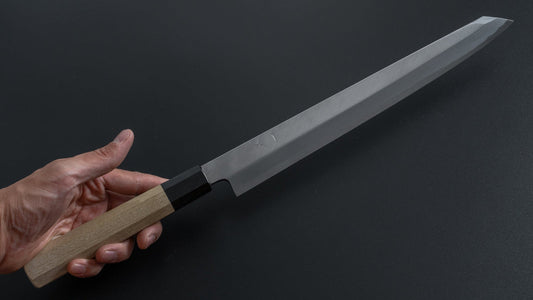 Hitohira Kikuchiyo Manzo Blue #2 Kiritsuke Yanagiba 300 mm Ho houten handvat met Saya)