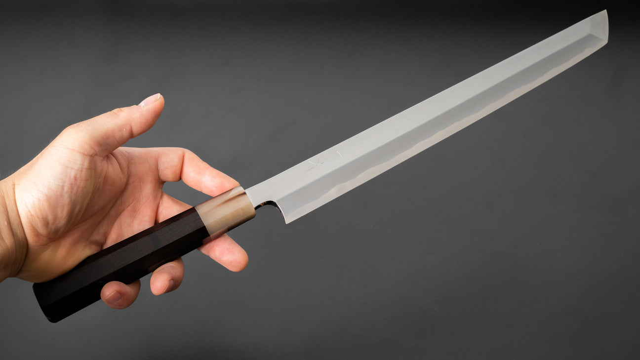 Hitohira Togashi White #1 Yanagi Sakimaru 300mm Ebony Handle (Saya)