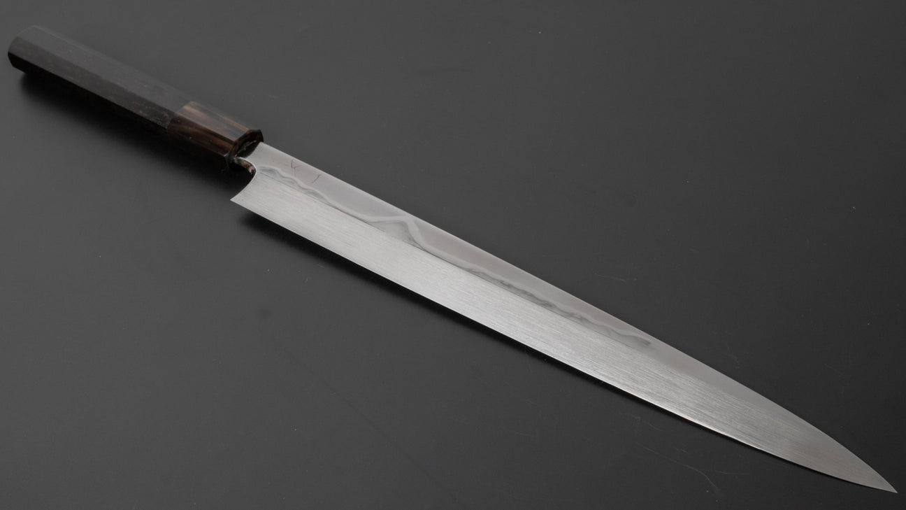 Hitohira Togashi White #1 Fuji Mizu Honyaki Yanagiba 300mm Taihei Ebony Handle (Saya)