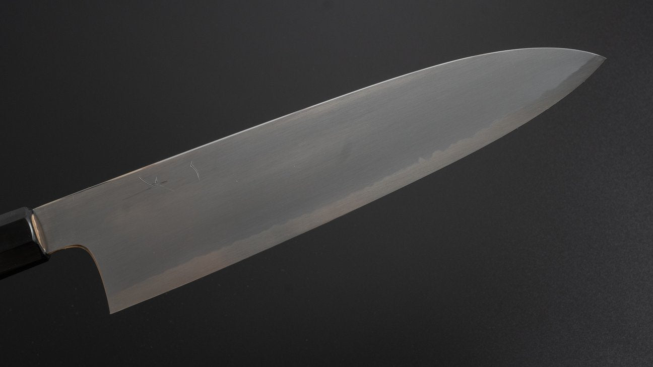Hitohira Gorobei Rikichi Wit #2 Kasumi Gyuto 240 mm Ho houten handvat