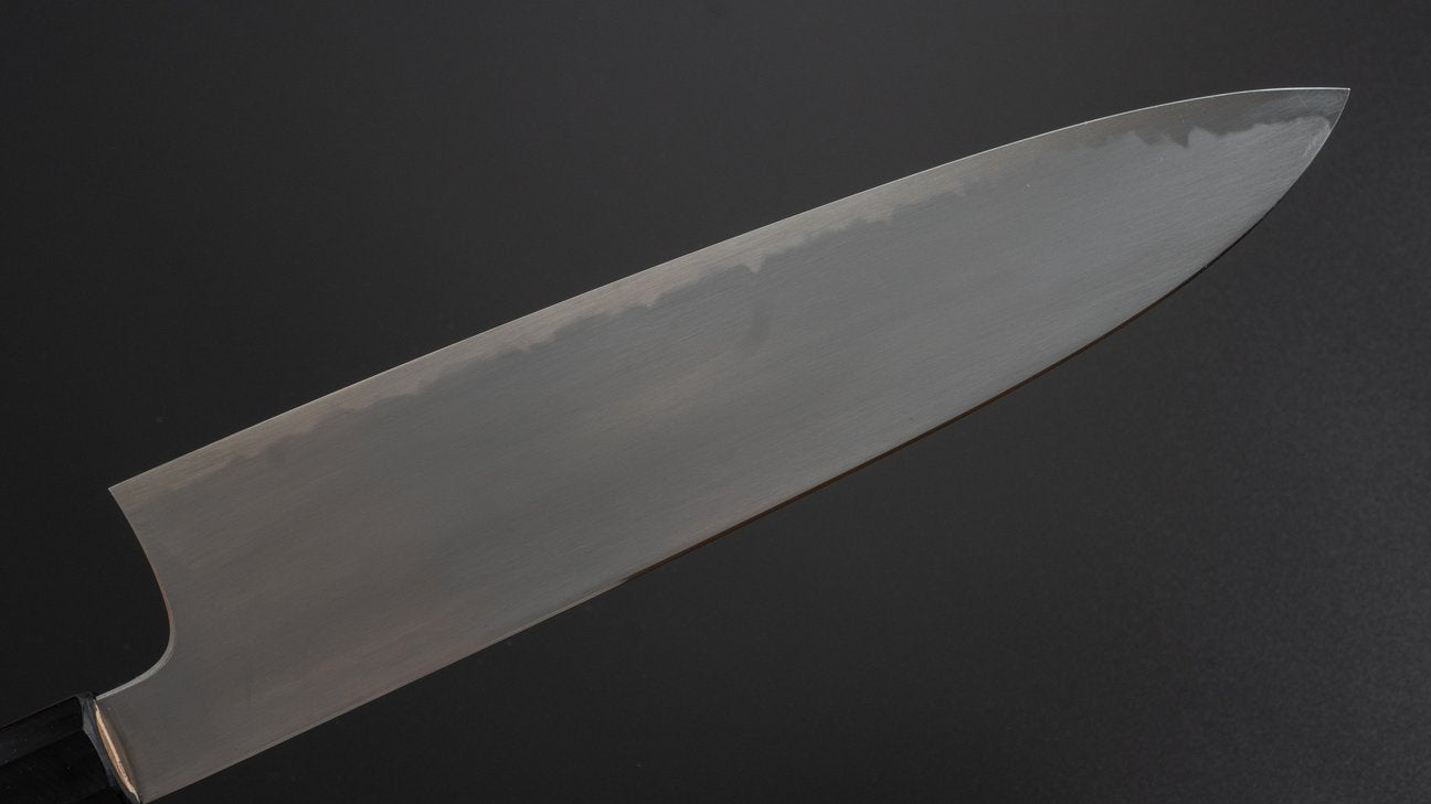 Hitohira Gorobei Rikichi Wit #2 Kasumi Gyuto 240 mm Ho houten handvat