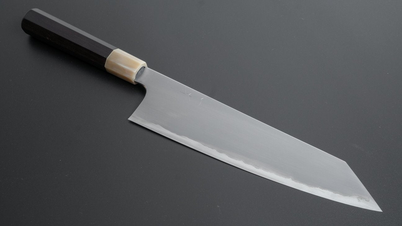 Hitohira Togashi Wit #1 Roestvrij beklede Kasumi Kiritsuke Gyuto 240 mm ebbenhouten handvat