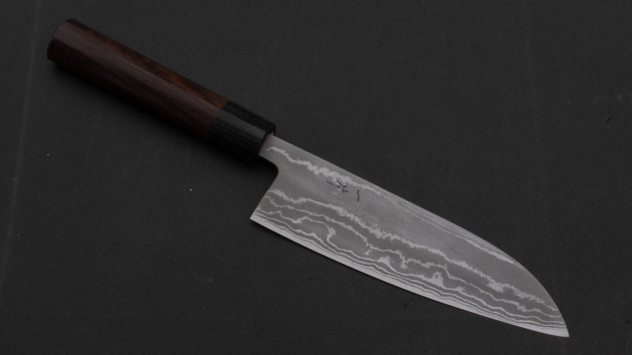 Hitohira GR Blue #2 Damascus Santoku 165mm Rosewood Handle