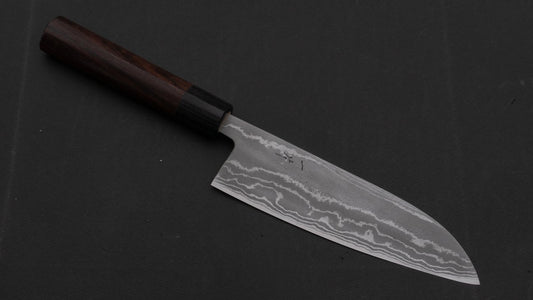 Hitohira GR Blue #2 Damascus Santoku 165 mm palissander handvat