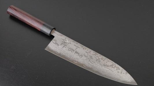 Hitohira Setsu Forged VG-10 Damascus Gyuto 210mm Wood Handle