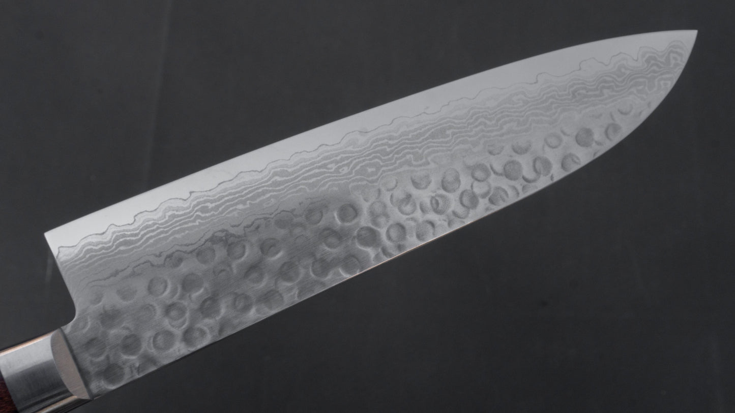 Hitohira HG Tsuchime Damascus Santoku 185 mm imitatie mahoniehouten handvat