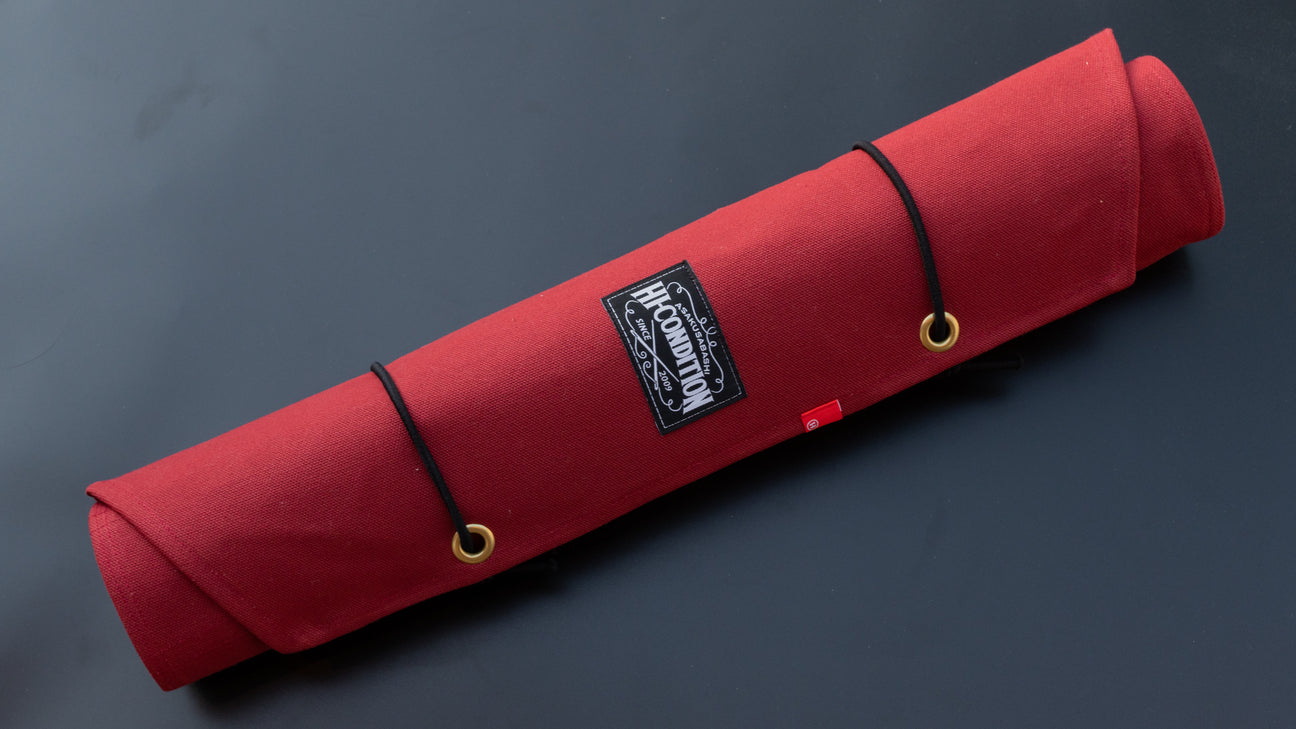 HI-CONDITION Hanpu Canvas 9 Pockets Knife Roll Deep Brick Red