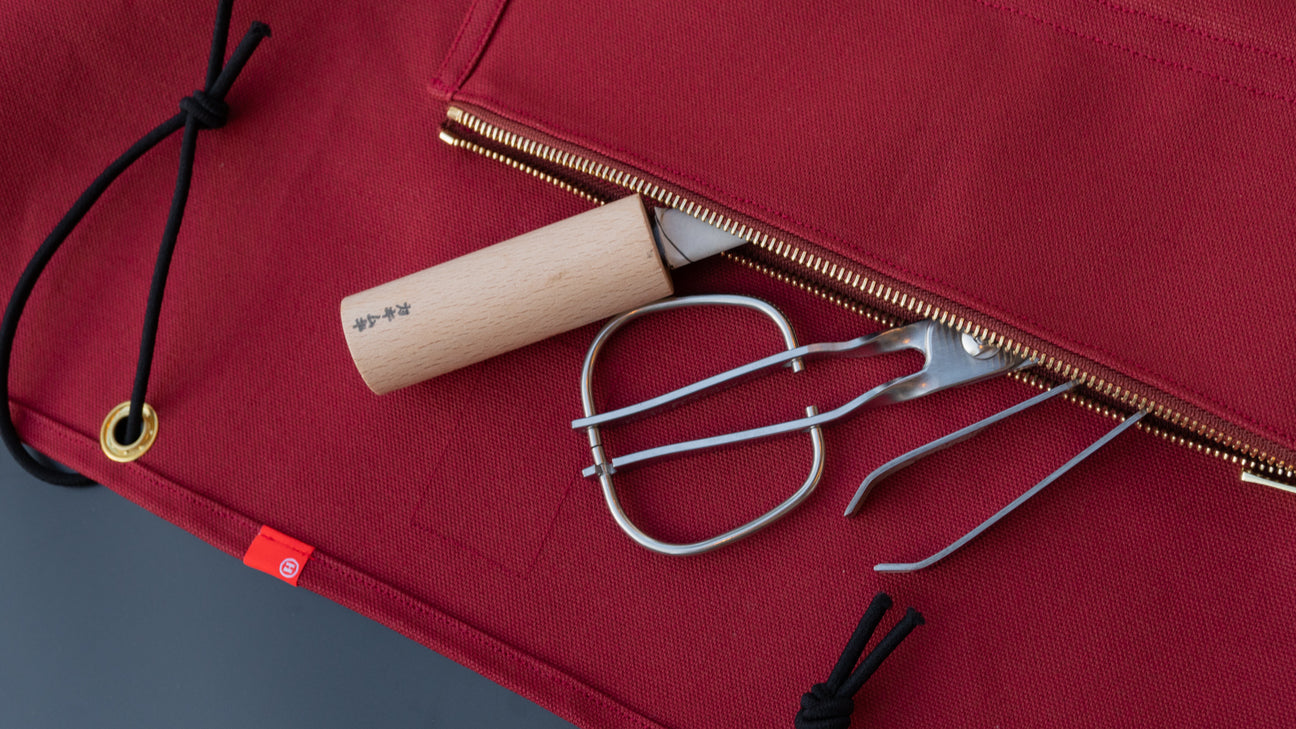 HI-CONDITION Hanpu Canvas 9 Pockets Knife Roll Deep Brick Red