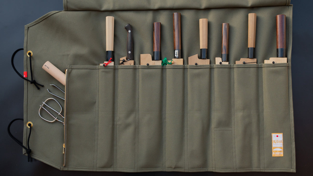 HI-CONDITION Hanpu Canvas 9 Pockets Knife Roll OD