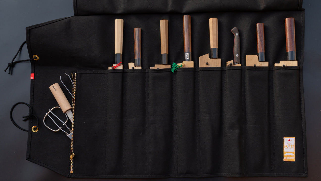 HI-CONDITION Hanpu Canvas 9 Pockets Knife Roll Black