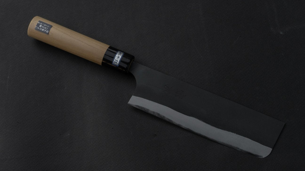 Morihei Munetsugu Blue #2 Kurouchi Nakiri 165mm Ho Wood Handle