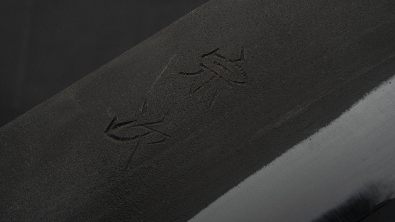 Morihei Munetsugu Blue #2 Kurouchi Santoku 165mm Ho Wood Handle