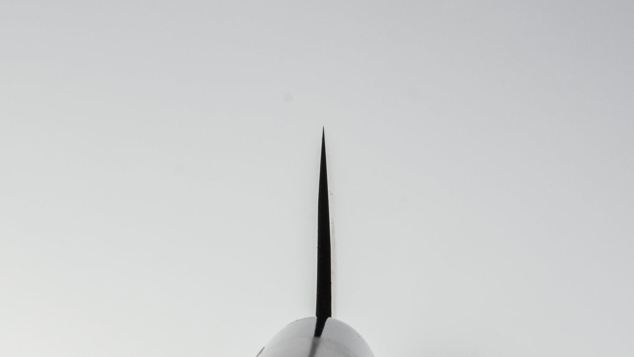 Morihei Munetsugu Blue #2 Kurouchi Santoku 165mm Ho Wood Handle