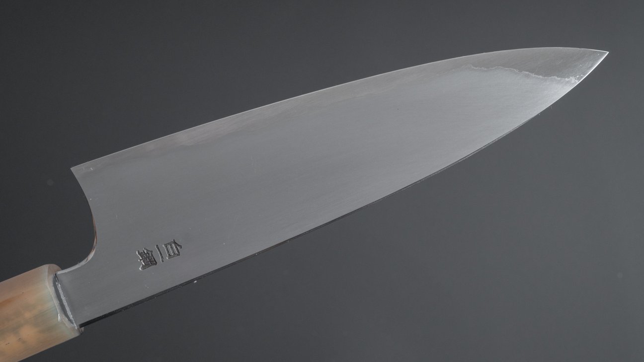 Hitohira Togashi White #1 Stainless Clad Kasumi Utility 165mm Ebony Handle