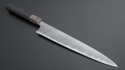 Hitohira Togashi White #1 Stainless Clad Kasumi Sujihiki 240mm Ebony Handle