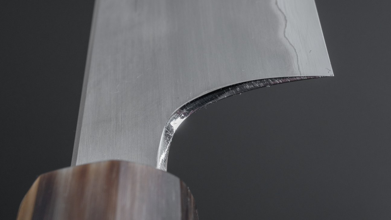 Hitohira Togashi White #1 Stainless Clad Kasumi Sujihiki 240mm Ebony Handle